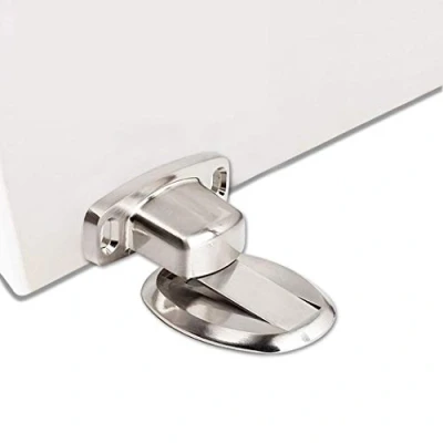 Image of PHOEWON Strong Magnetic Door Stopper Metal Stop Heavy Duty Catch with 3M Self Adhesive Conceal Screws Floor Mounted, 2pcs,Silver
