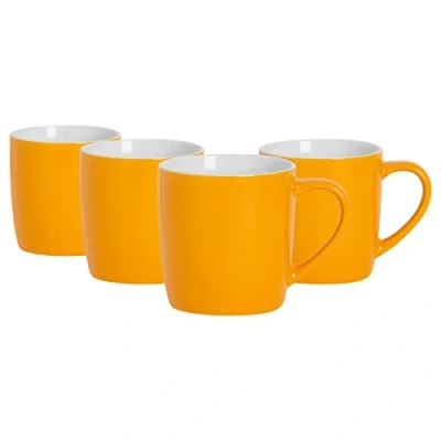 Image of 4x Yellow 350ml Coloured Coffee Mugs By Argon Tableware