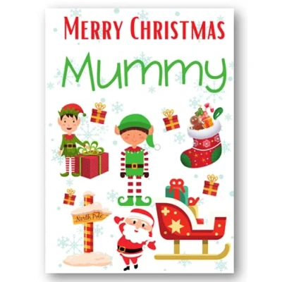 Image of Second Ave Mummy Santa Elf Workshop Children&#039;s Kids Christmas Xmas Holiday Festive Greetings Card