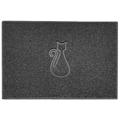 Image of Nicoman Cat Embossed Shape Door Mat Dirt Trapper Washable Barrier Doormat Dark Grey (Drainage Open Back) X Large (120x80cm)