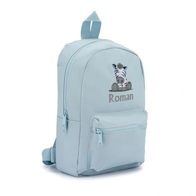 Image of Lobeko Personalised Zebra Backpack with Name Kids Bag Named Rucksack Children Nursery Back Pack to School Girls Boys Unisex