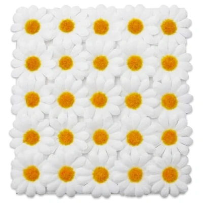 Image of Quickdraw 25 x Daisies Easter Fabric Decorative Daisy Flowers Spring Bonnet Craft Decorations (White)