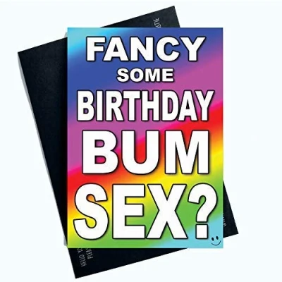 Image of Rude Birthday Cards Funny Greeting for Him Profanity Her Bum Sex Card Boyfriend Husband Fiancé Fiancée LGBTQ LGBT Gifts Comedy PC792