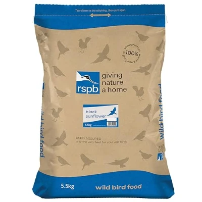 Image of RSPB Black Sunflower Seeds Bird Food High Energy and Protein, Wild for Small Birds, Made in the UK, Suitable Year Round Feeding (5.5kg)