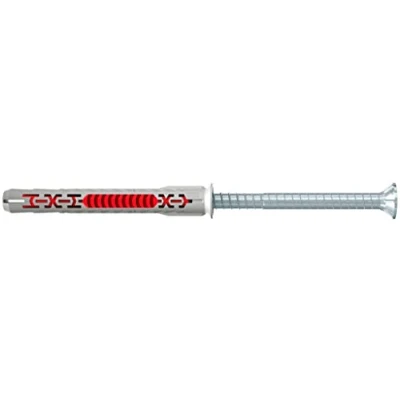 Image of fischer DuoXpand 10 x 80 T R, high Quality Wall Plug with Rust Proof countersunk Head Screw, Strong Hold, Ideal for Porous Building Materials, enables Outdoor anchoring Close to The Edge, 50 pcs.