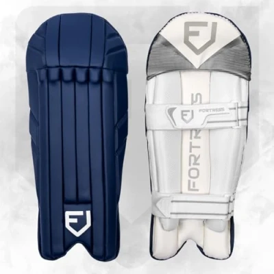 Image of FORTRESS Original Pro Wicket Keeper Pads Premium Cricket Gear for All Ages (Navy, Youth)