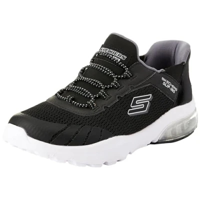 Image of Skechers Boys Slip On, Black Textile/Charcoal Synthetic/Trim, 11.5 UK