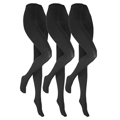 Image of HEAT HOLDERS 3 Pair Multipack Girls Thermal Tights for Winter Kids Fleece Insulated Opaque (11 13 Years, Black)