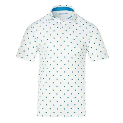Image of Royal &amp; Awesome White and Blue Golf Polo Shirts for Men, Tops Men&#039;s Shirts, Mens