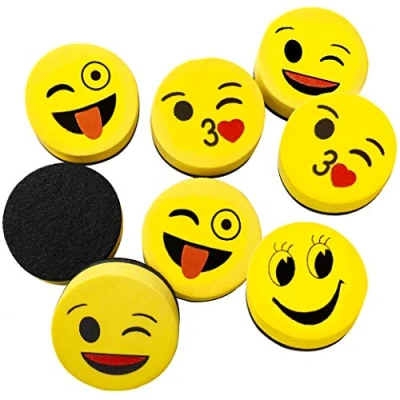 Image of Magnetic Eraser Whiteboard Dry Erasers, 16PCS Cute Smile Chalkboard Cleaner for Home School Classroom Office Use, Drawing Wiper Gifts Kids Erase Pens and Markers