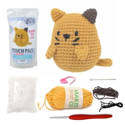 Image of KNITTY CRITTERS Pouch Pals Crochet Kit Bubba The Cat