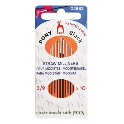 Image of Pony Black Milliner Matte Finish (No. 3 5 7 9) Hand Sewing Needles with White Eye 10