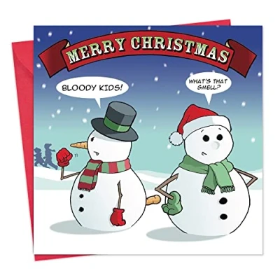 Image of Twizler Merry Christmas Card with Snowmen Happy Xmas Funny Mens Male Female Rude