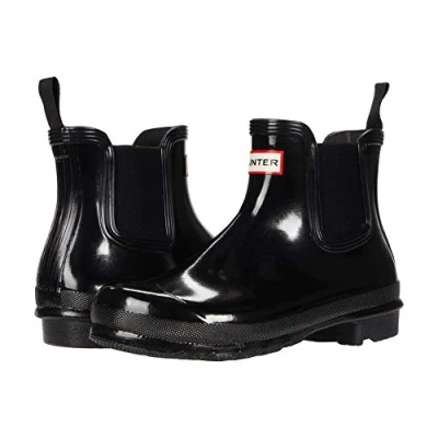 Image of Hunter Original Womens Chelsea Gloss BOOT Vegan Wellies, Women&#039;s, Size: 4, Black Natural rubber