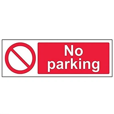 Image of V Safety 52012AX R No Parking Prohibition Sign Landscape 300mm x 100mm 1mm Rigid Plastic, Red