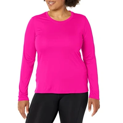 Image of Hanes womensO9308Sport Cool Dri Performance Long Sleeve Tee Shirt Purple XX Large