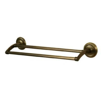 Image of Bisk 00411 Deco Double Towel Bar in Antique Brass 61 x 67 14 7.5 cm