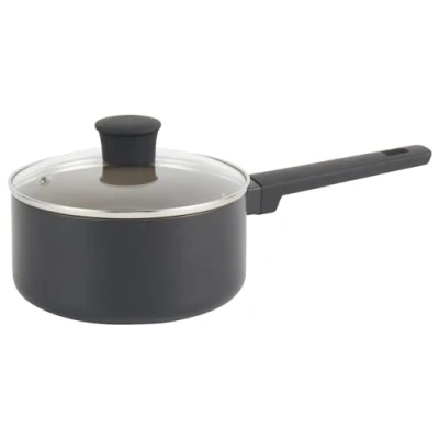 Image of Salter BW12878EU7 Ceramic 18 cm Saucepan Recycled Aluminium Body, Healthy PFOA &amp; PFAS Free Non Stick Coating, Induction Suitable, Easy Clean, Soft Touch Stay Cool Handle, Cooking Pot with Glass Lid