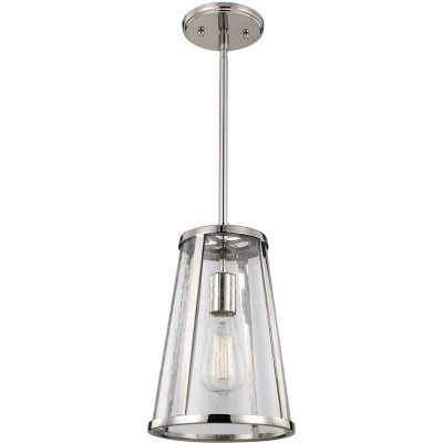 Image of Harrow 1 Light Small Ceiling Pendant Polished Nickel, E27