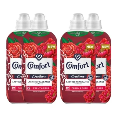 Image of Comfort Creation Concentrated Fabric Conditioner with 100 Days of Long Lasting Fragrance and Softness Intense Liquid Softener 30 Washes, 900 ml (Peony &amp; Rose, Buy 4)
