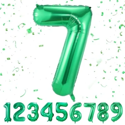 Image of Number 7 Balloons 7,Green Balloon 40 Inch Giant Helium Foil for Boys Girls Party Decor Birthday Anniversary Graduation Decorations Supplies