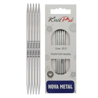Image of KnitPro 15 cm x 3 mm Nova Double Pointed Needles, Silver