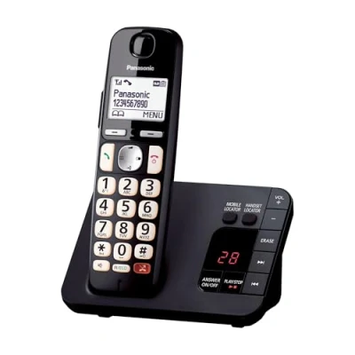 Image of Panasonic KX TGE820EB Digital Cordless Phone About 40 minutes Answering Machine with Nuisance Call Block and Dedicated Key, Amplified Sound Single