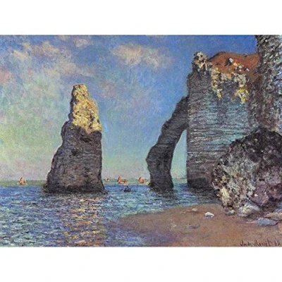 Image of Wee Blue Coo Claude Monet Rocky Cliffs Of Etretat Old Master Painting Art Print Poster Wall Decor 12X16 Inch