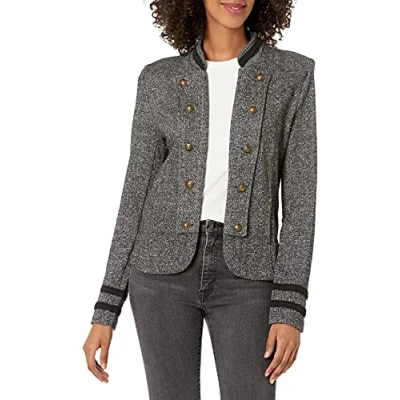 Image of Tommy Hilfiger Women&#039;s Open Front Band Jacket Casual Blazer, Black Multi, XXL