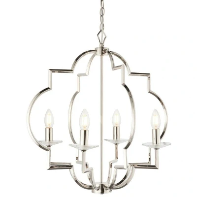 Image of Garland 4 Light Ceiling Pendant Polished Nickel &amp; Clear Crystal Glass, E14