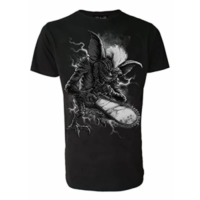 Image of Gremlin Genuine Darkside Mens Horror Chainsaw Stripe Film T Shirt Large Black