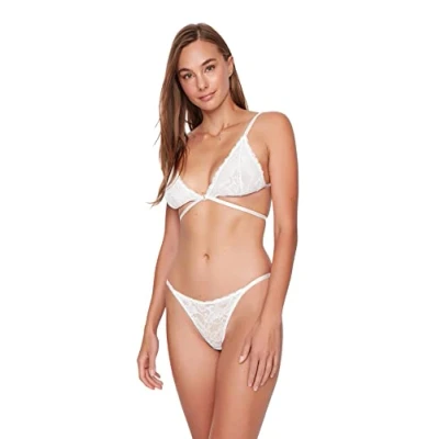 Image of Trendyol Women&#039;s Underwear Set Ecru Ajouré Underpants, L (Pack of 2)
