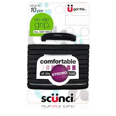 Image of No Slip Elastic Hair Bands, Black by Scunci