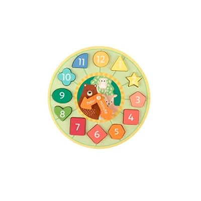 Image of Orange Tree Toys Woodland Animal Shape Sorting Wooden Clock