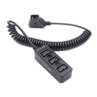 Image of HangTon D tap 1 to 3 Triple Power Splitter Cable Box, Male Female Port Distributor for Ronin 2 and V mount Battery (Black Coiled)
