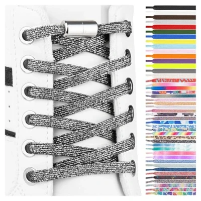Image of SULPO Elastic rubber shoelaces without ties, flat, with twist closure, laces for Kids and Adults
