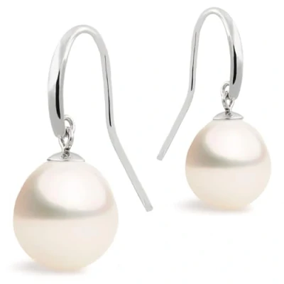 Image of Women Pearl Earrings, Freshwater Cultured Pearls Drop 7 8 mm Sheferds Hook by Secret &amp; You Sterling Silver 925