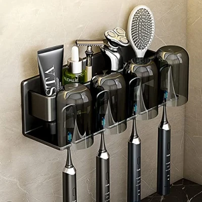 Image of BAIRUTONG Toothbrush Holders for Bathrooms,Electric Holder,Tooth Brushing Holder,Toothbrush Holder Wall Mounted (Black)