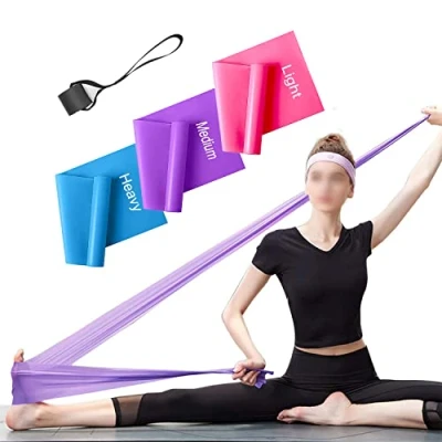 Image of Resistance Bands Set, 3 Pack Professional Latex Elastic for Home or Gym Upper &amp; Lower Body Exercise, Physical Therapy, Strength Training, Yoga, Pilates, Rehab, Blue Purple Pink