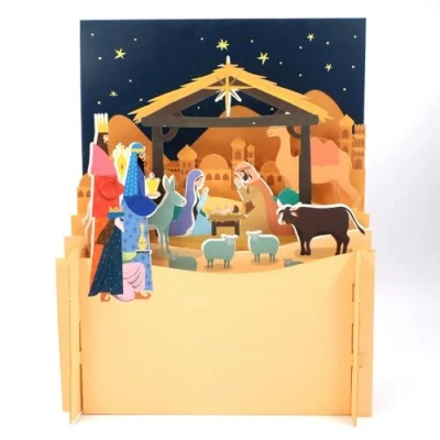Image of Xmas Nativity Of Jesus Scene 3D Pop Up Christmas Greeting Card By Alljoy Cards XPOP011