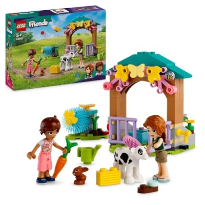 Image of LEGO Friends Autumn’s Baby Cow Shed, Farm Animal Toy Playset for 5 Plus Year Old Girls, Boys &amp; Kids, with 2 Mini Doll Characters, Calf and Bunny Rabit Figures 42607