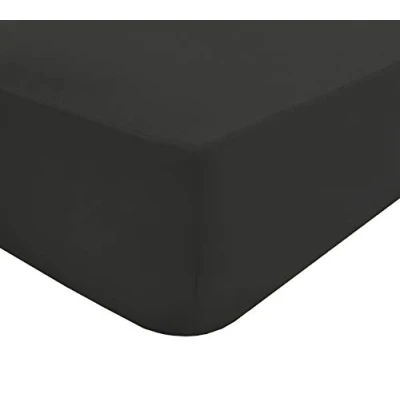 Image of Sleepdown Extra Deep Fitted Sheet Poly Cotton, Black, King