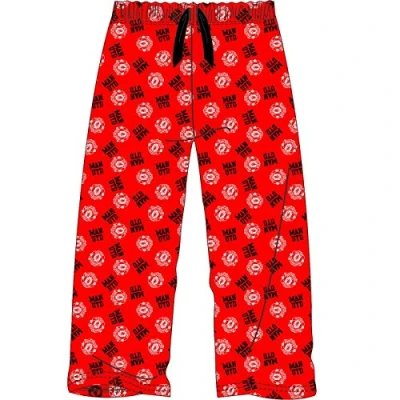 Image of Aykroyd and Sons Ltd Boys Manchester United Football Club Red Lounge Pants Pyjama Bottoms Pyjamas Age 5 6 Years