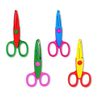 Image of Jagowa 4 Pcs Kids Scissors Safe Colorful Creative Children Serrated Art for Scrapbooking DIY Projects Handicrafts