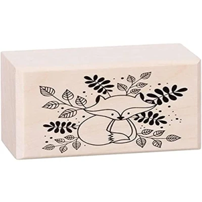 Image of Artemio ARTHD859 Fox Leaf Stamp, Wood, Black, 3.5 x 2.5 4.8 cm