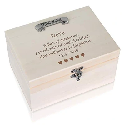 Image of De Walden Brother Bereavement Condolence Personalised Pine Keepsake Memory Box