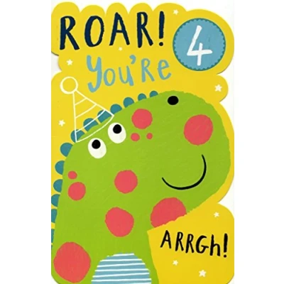 Image of UK Greetings 4th Birthday Card for Boy Cute Dinosaur Design