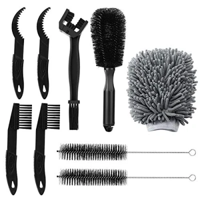Image of QKURT 9pcs Bike Cleaning Tool Set, Bicycle Clean Brush Kit for Tire Chain Sprocket Corner Fit Motorcycle Bikes