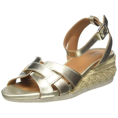 Image of Geox Women&#039;s D Ischia Corda Sandals, Beige (Lt Gold), 7.5 UK