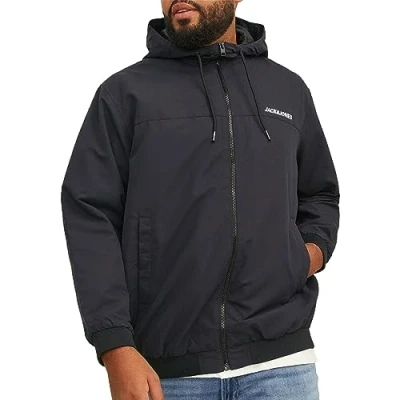Image of Jack &amp; Jones Jjerush HOOD Windbreaker, Men&#039;s, Size: 4XL, Black
